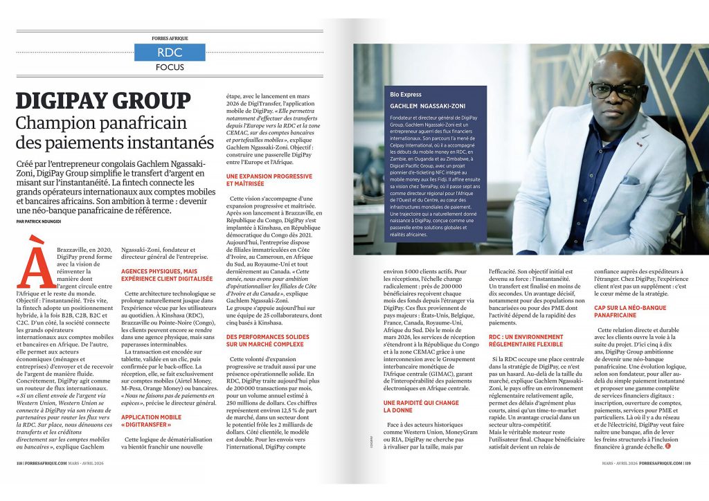 DigiPay dans le magazine Forbes Afrique